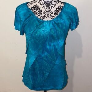 5/$50 NY Collection Teal Layered Women's Blouse Size Small